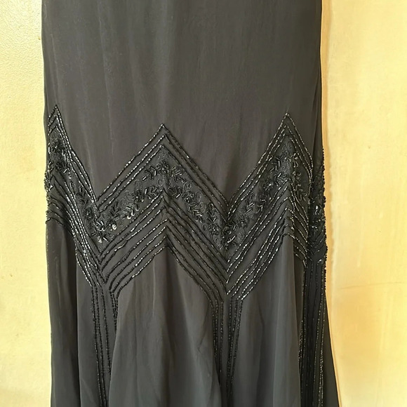 J Kara beaded 1920’s art deco  black chiffon dress size 12 - Picture 3 of 10